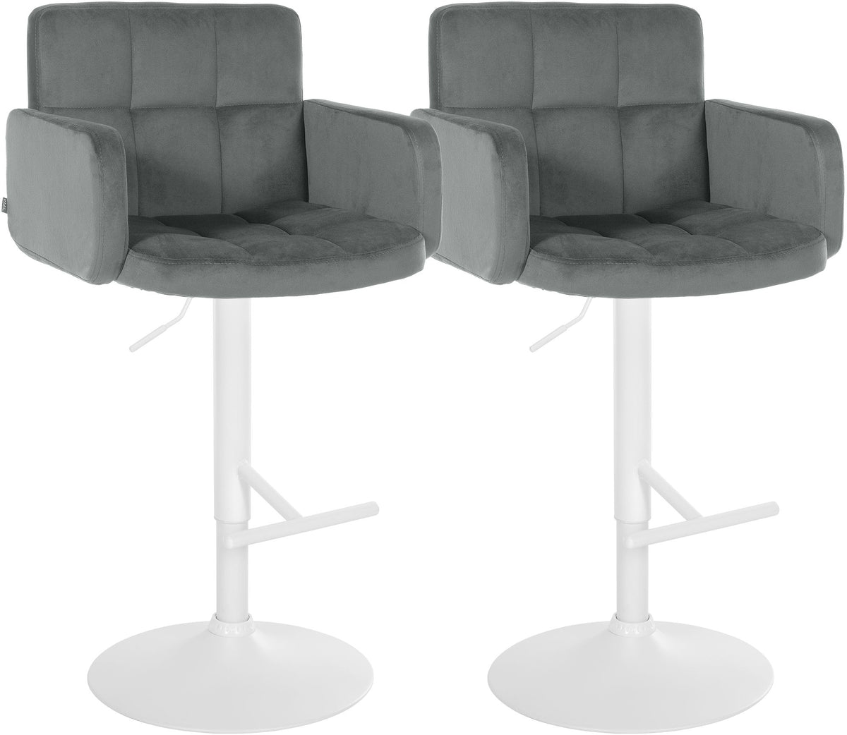 2er Set Barhocker Los Angeles Samt weiß – Ansicht 15