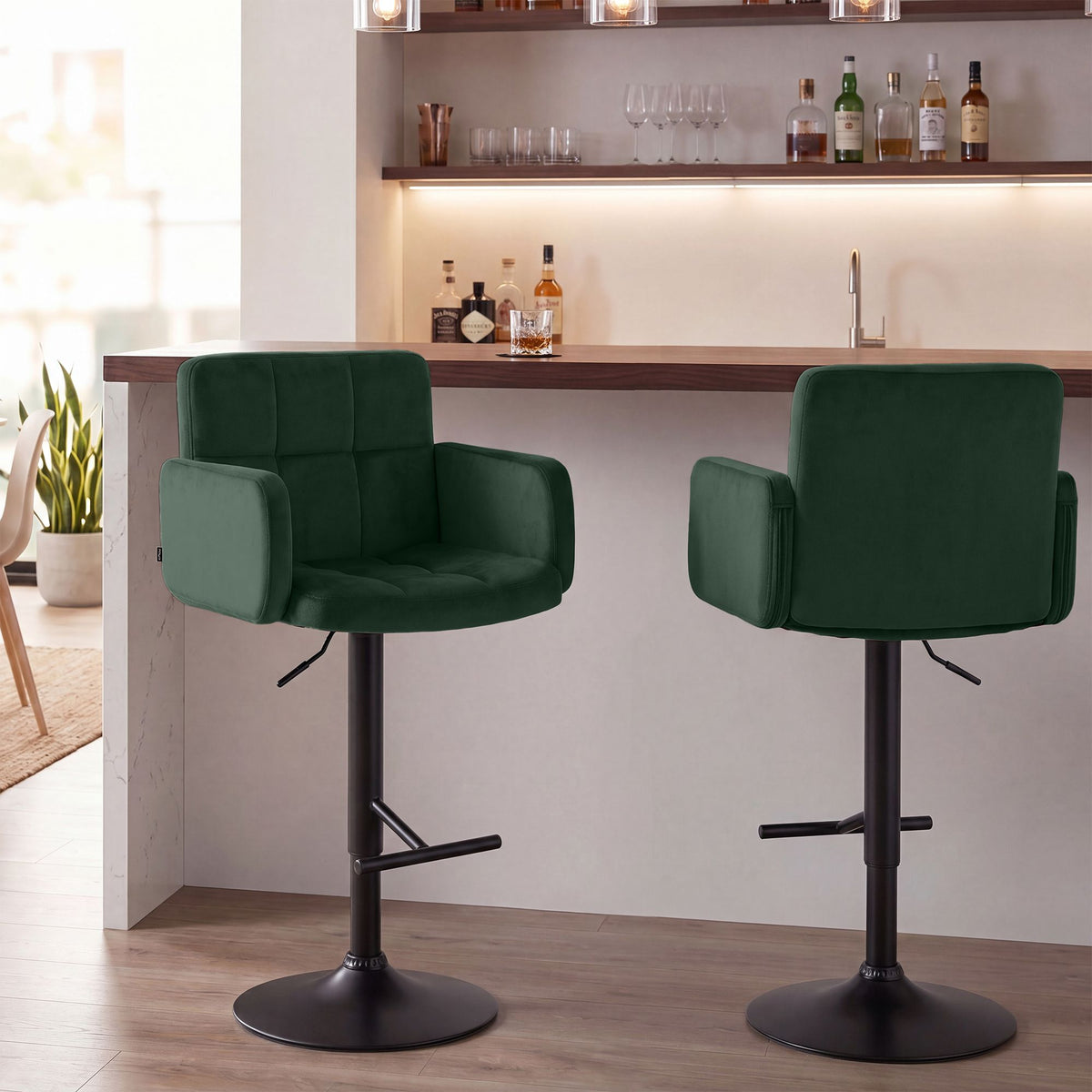 Barhocker Los Angeles Samt schwarz – Ansicht 3