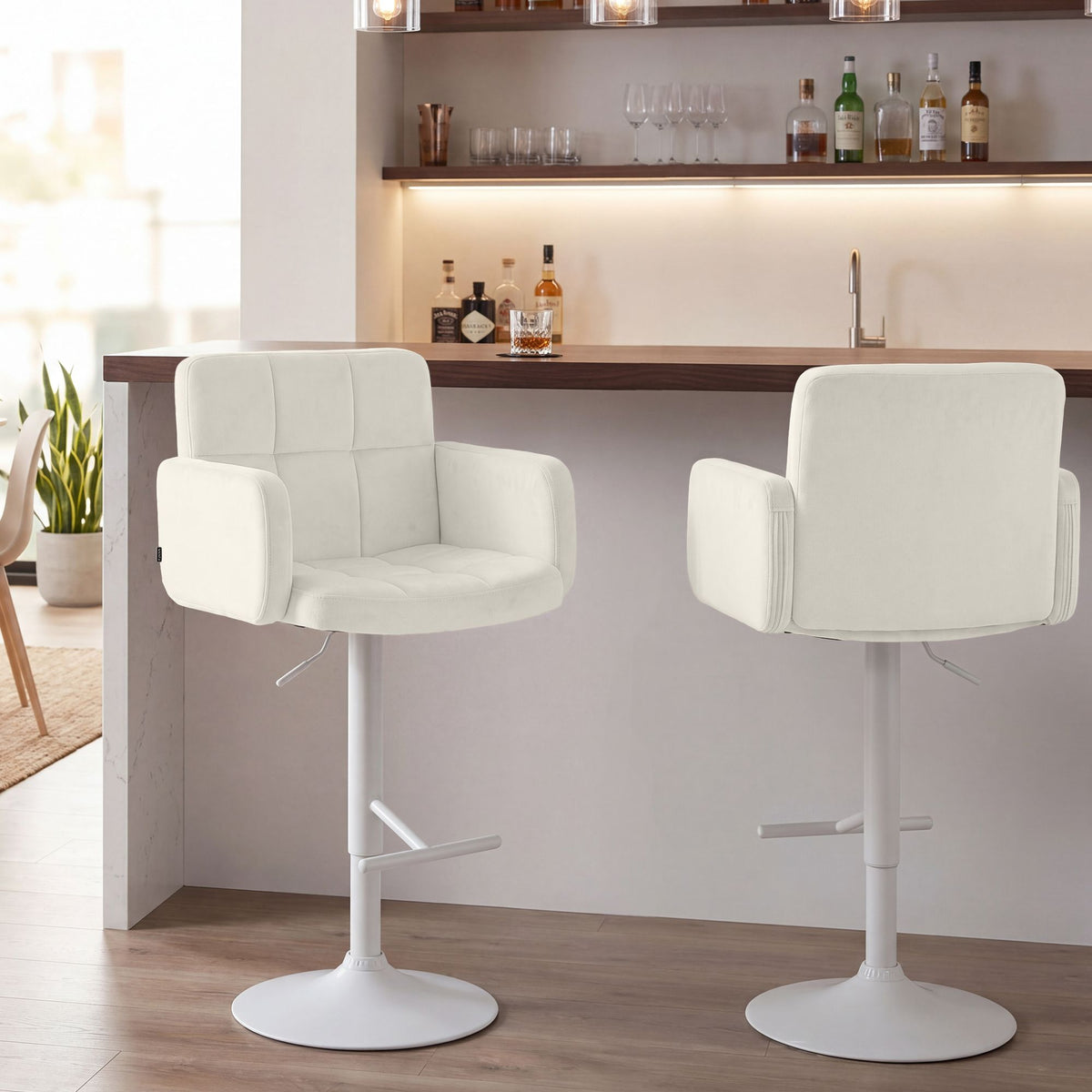 Barhocker Los Angeles Samt weiß – Ansicht 17