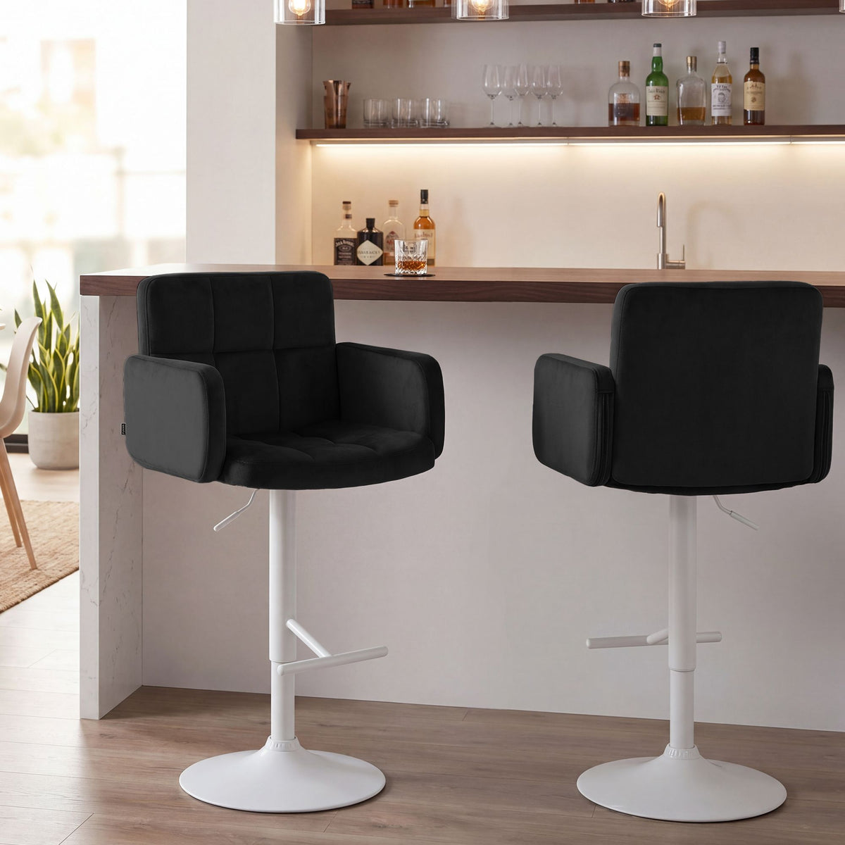 Barhocker Los Angeles Samt weiß – Ansicht 10