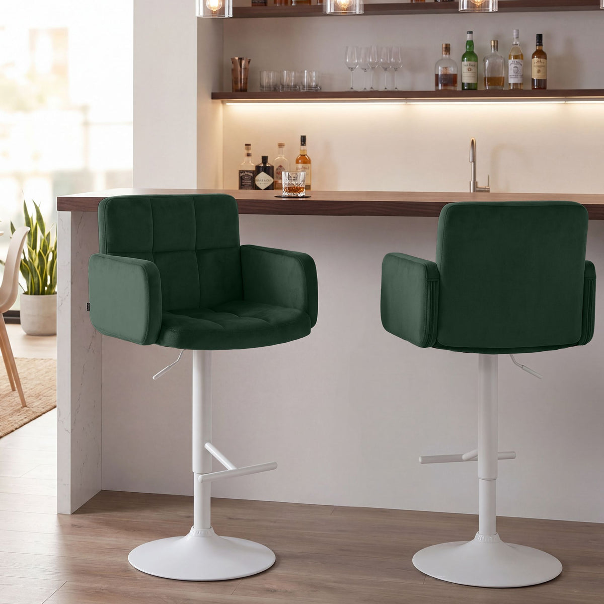 Barhocker Los Angeles Samt weiß – Ansicht 3