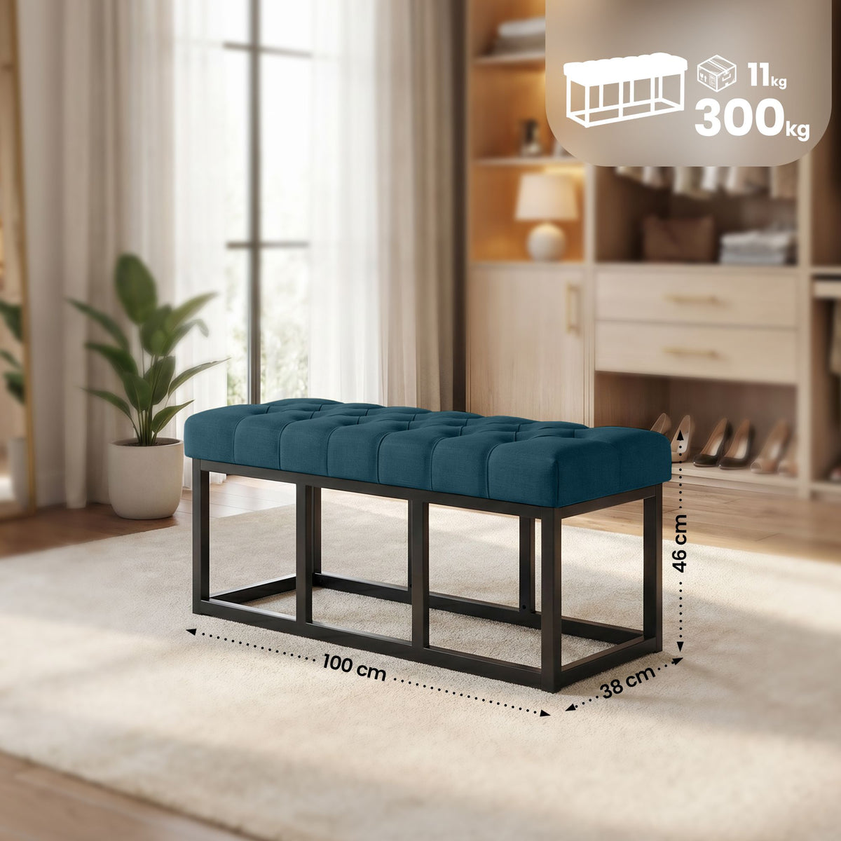 Sitzbank Amun Stoff Schwarz 100 cm – Ansicht 2