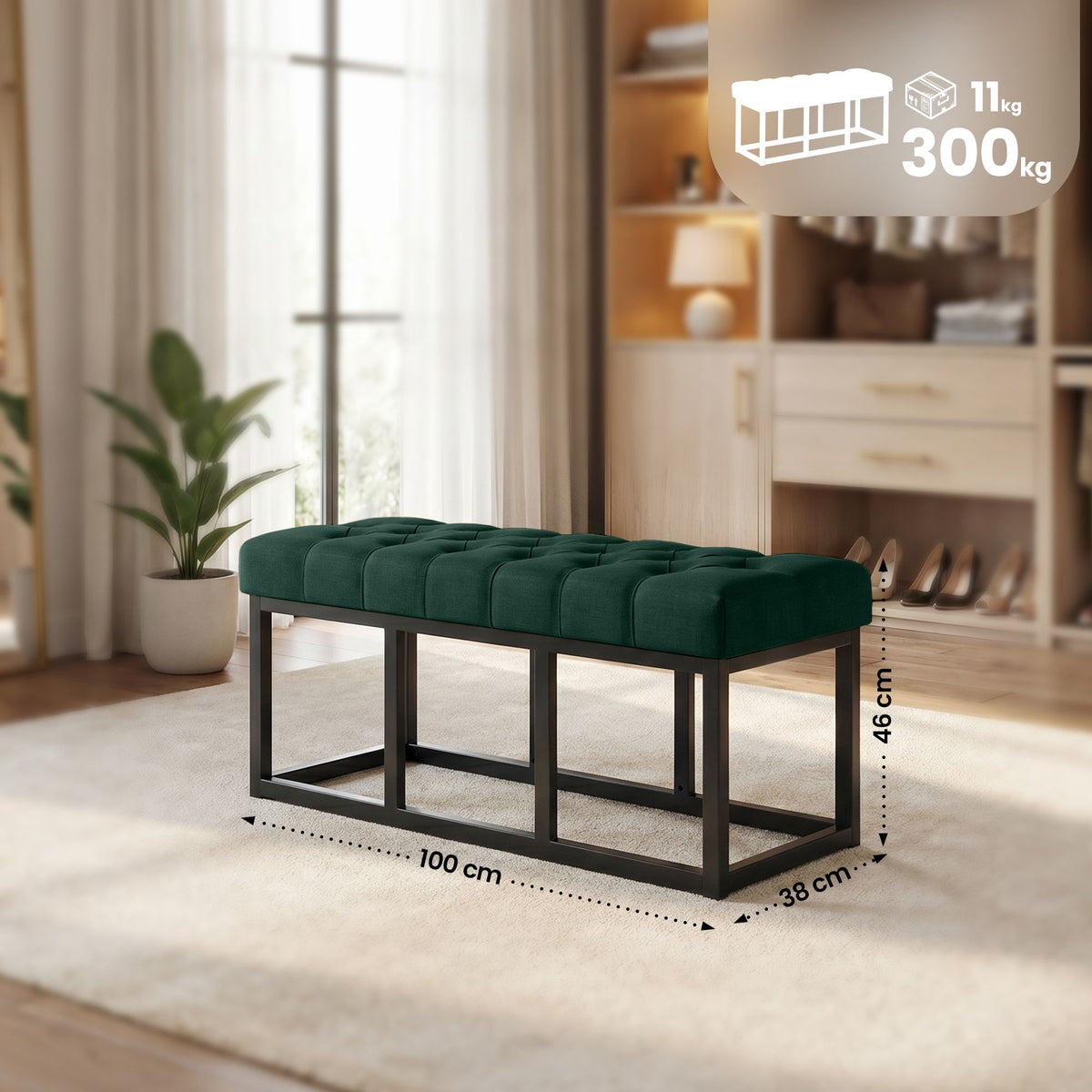 Sitzbank Amun Stoff Schwarz 100 cm – Ansicht 12