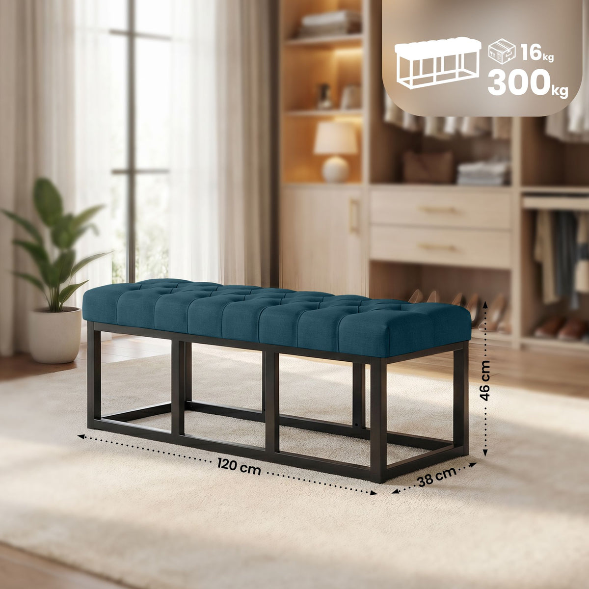 Sitzbank Amun Stoff Schwarz 120 cm – Ansicht 2
