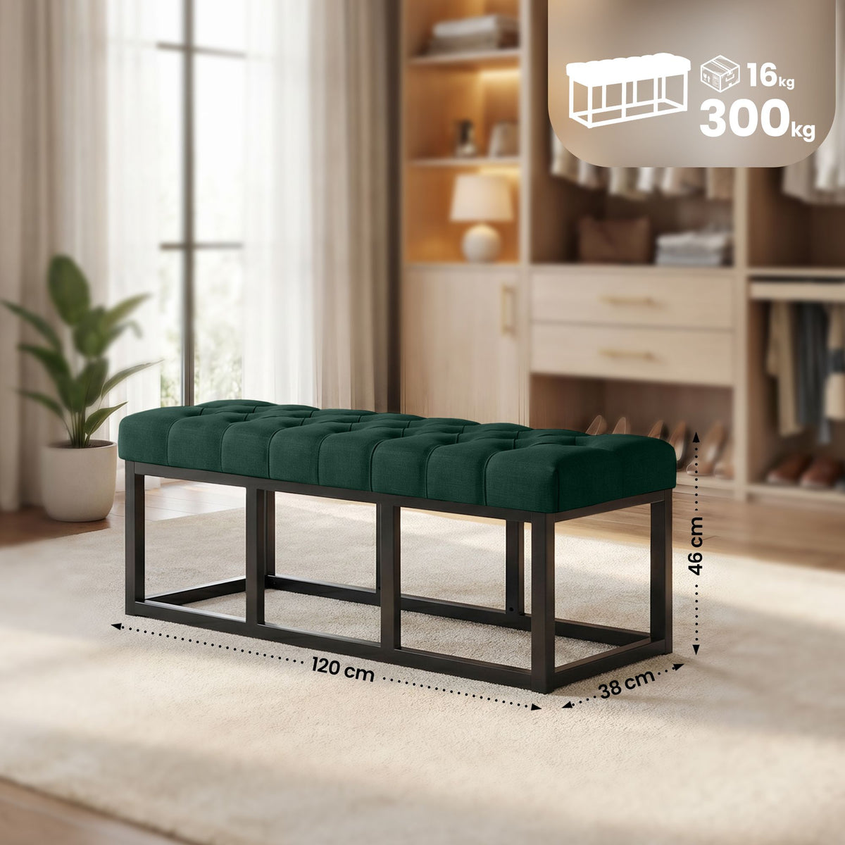 Sitzbank Amun Stoff Schwarz 120 cm – Ansicht 12