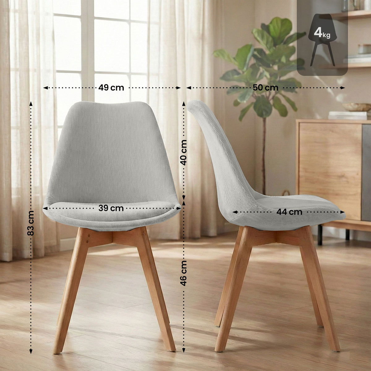 4er Set Stuhl Linares Cord – Ansicht 16