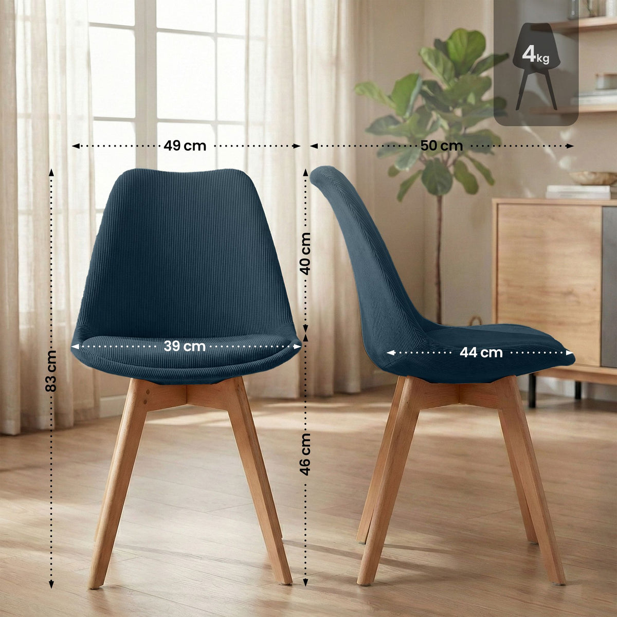 4er Set Stuhl Linares Cord – Ansicht 2