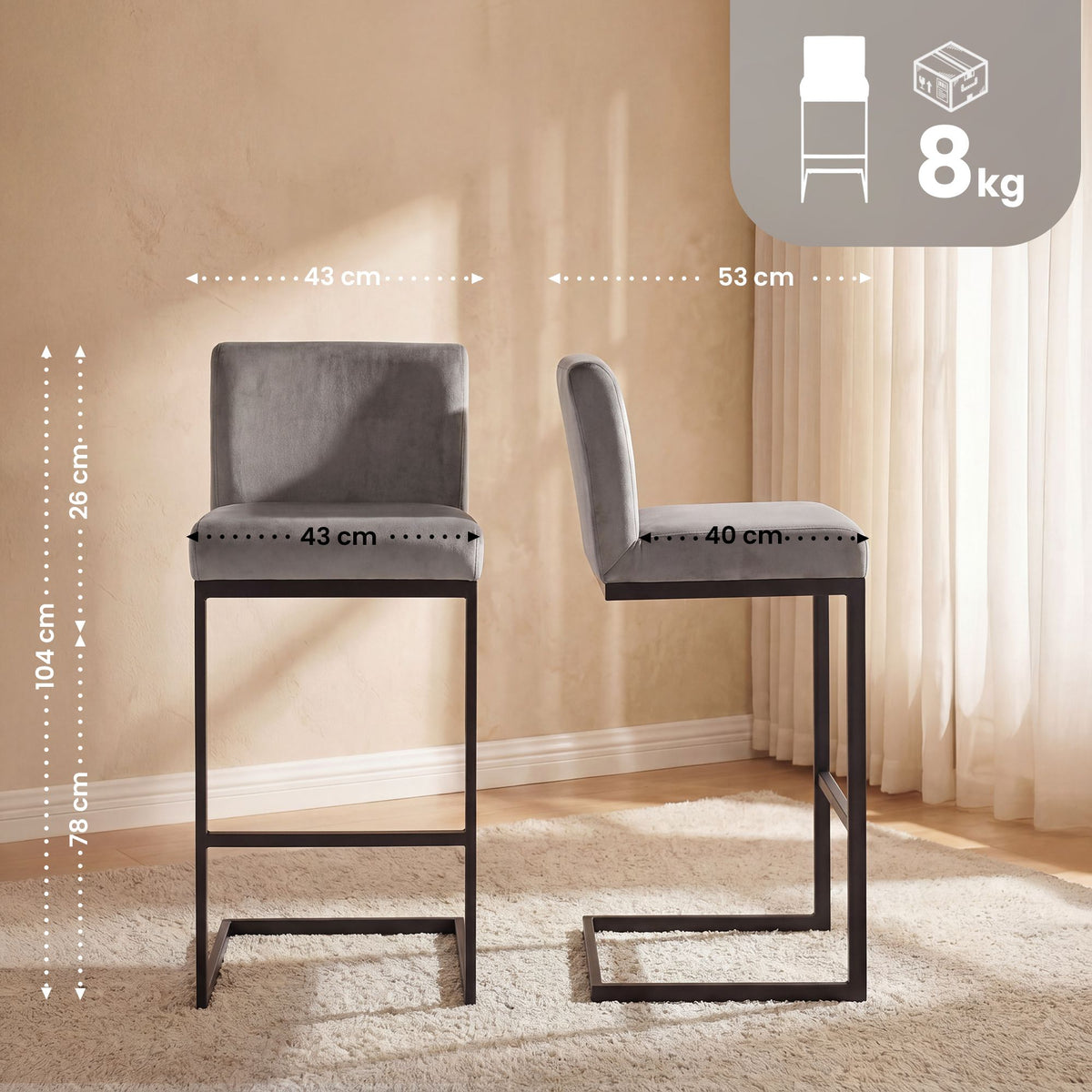 Barhocker Hopewell Samt B – Ansicht 9