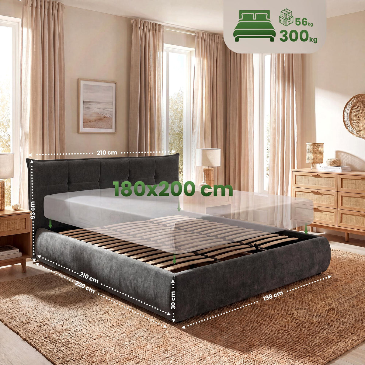 Bett Mirka 180x200 cm Stoff – Ansicht 3