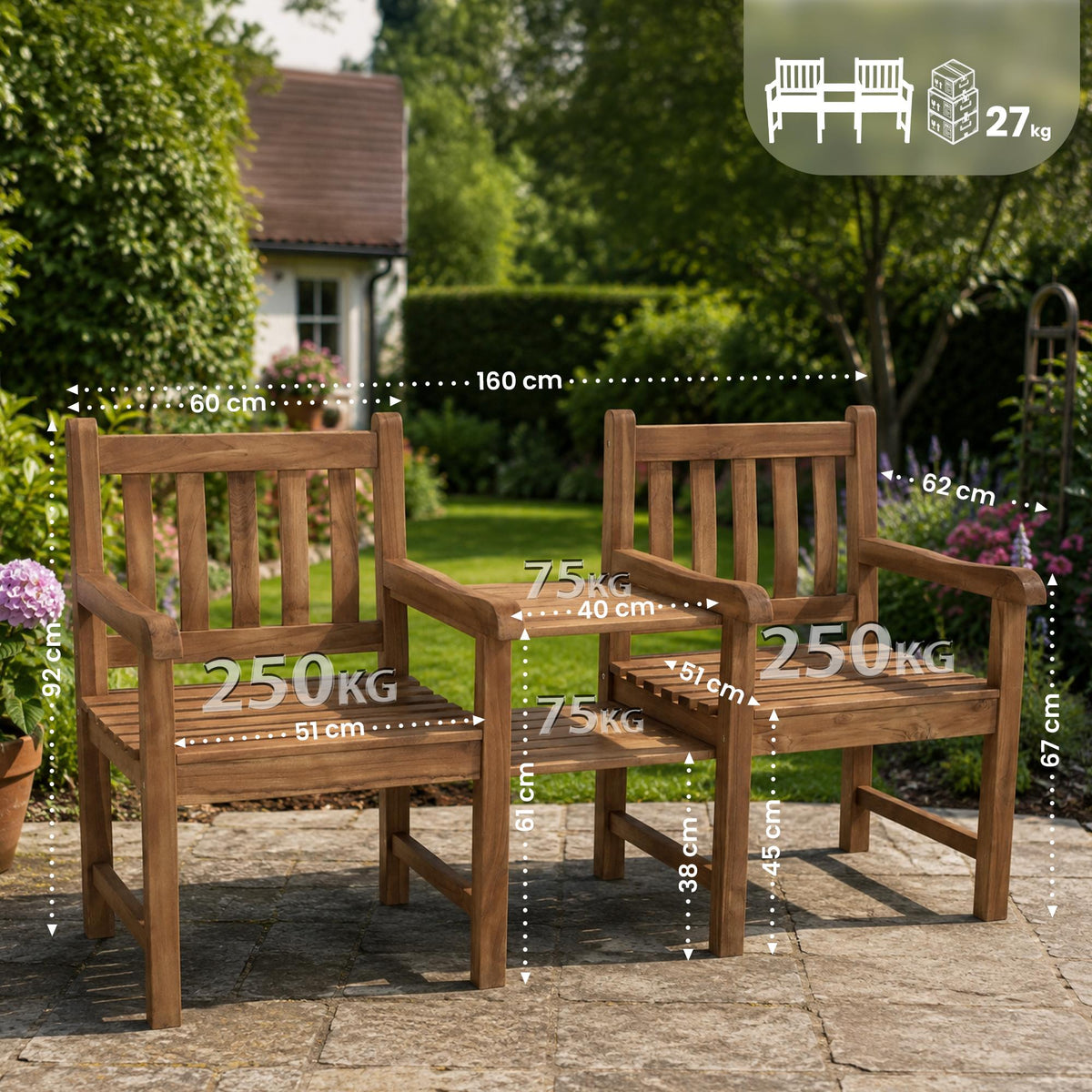Teakbank Lior mit Tisch – Ansicht 2