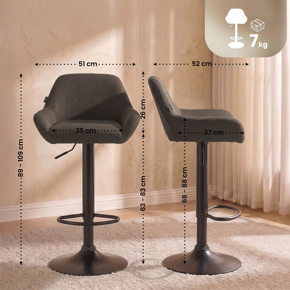 Barhocker Braga Stoff B – Ansicht 2