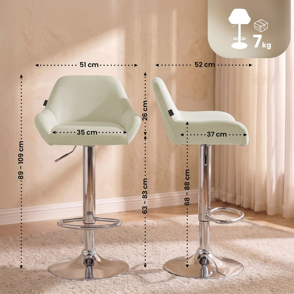 Barhocker Braga Stoff chrom – Ansicht 9