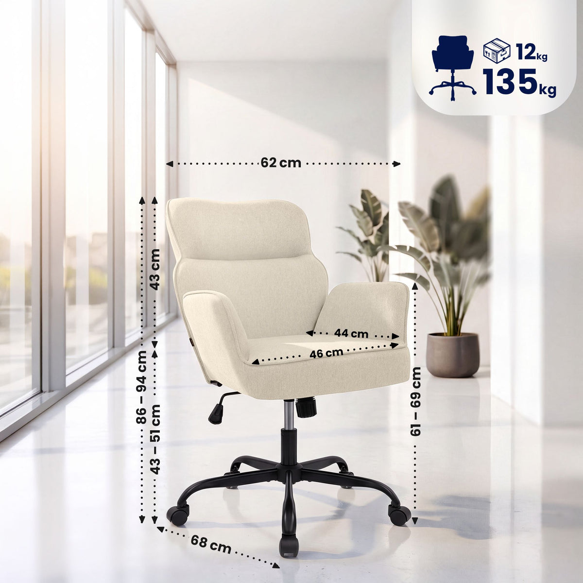 Bürostuhl Amado Stoff – Ansicht 3