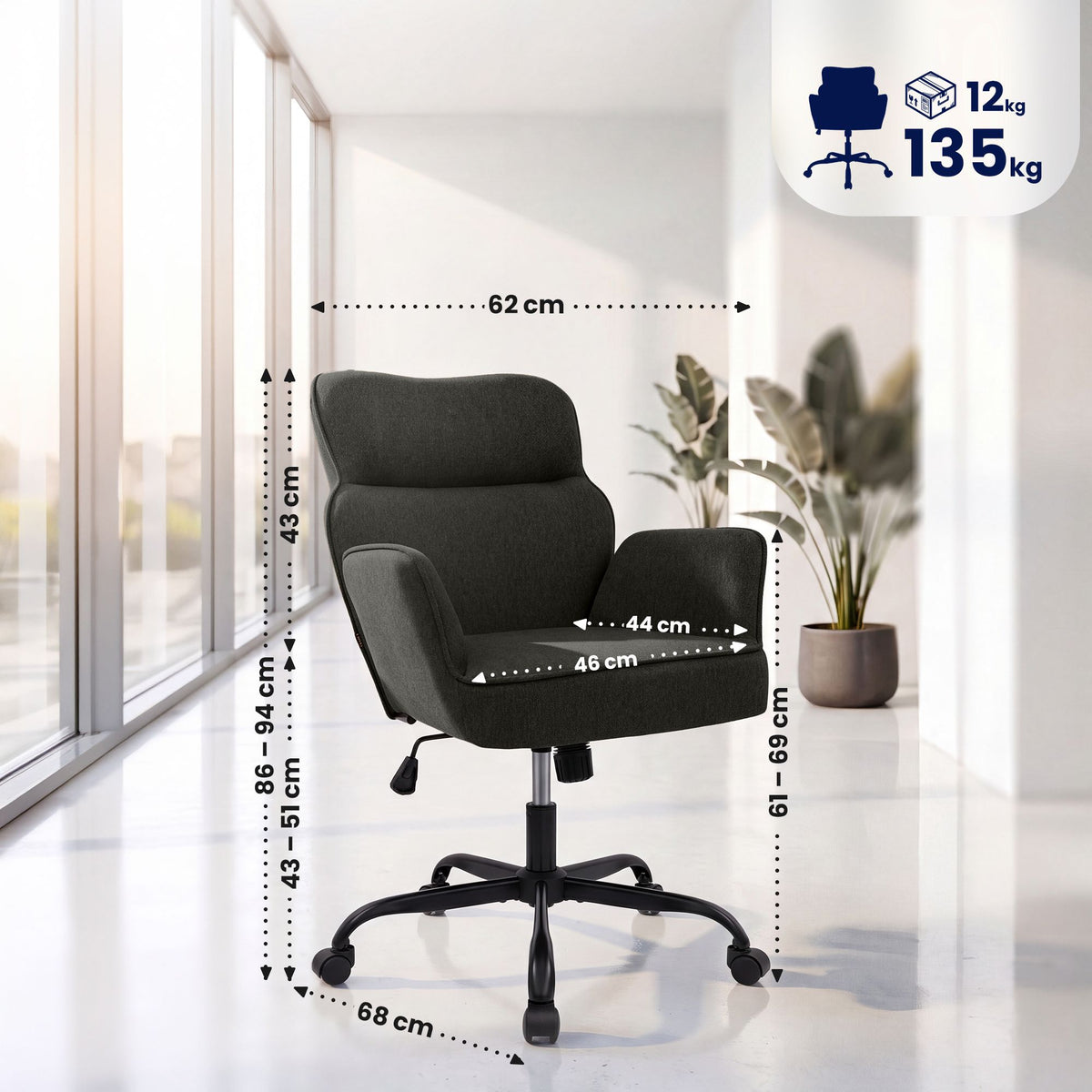 Bürostuhl Amado Stoff – Ansicht 19