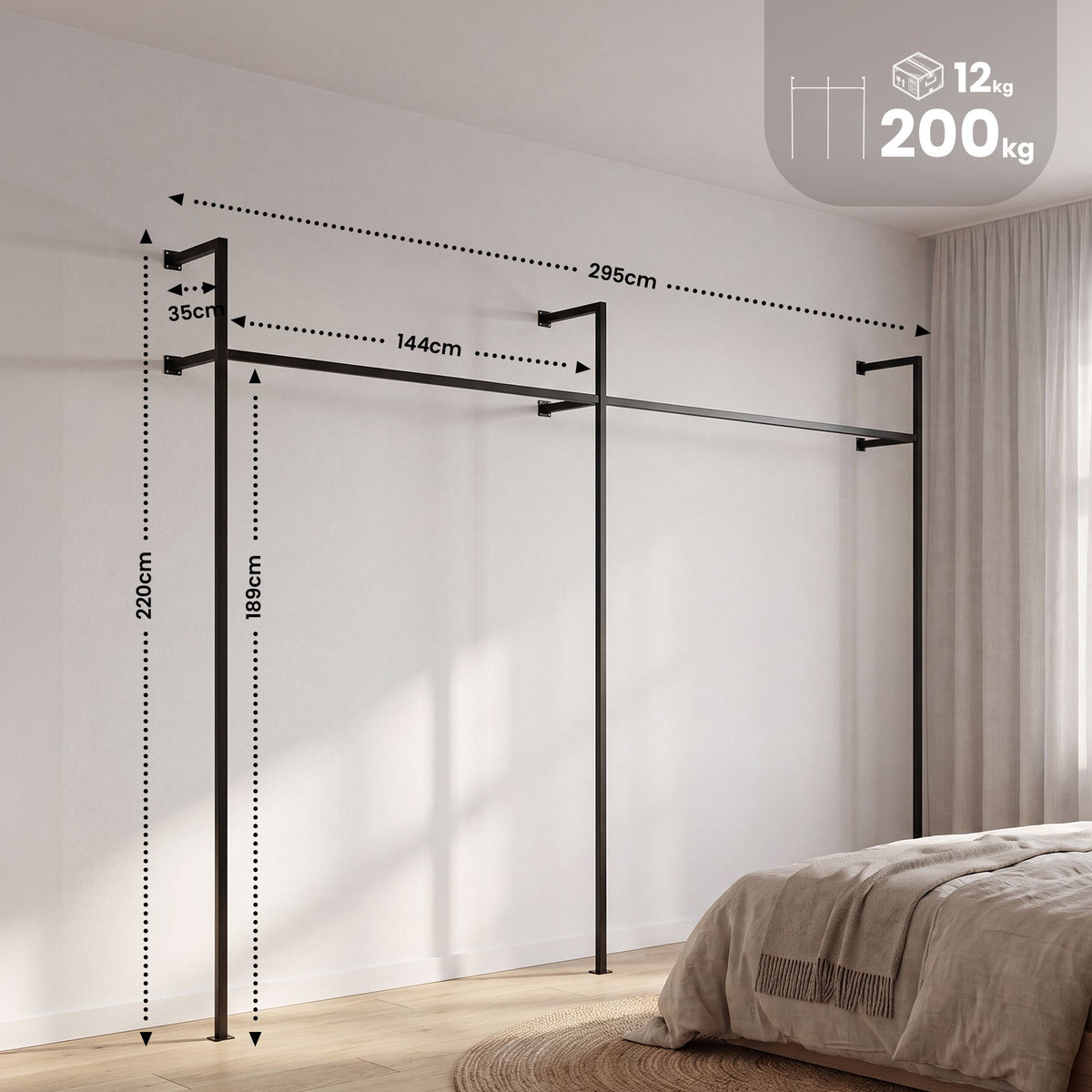 Wandgarderobe Merton 295,5x35x220 cm – Ansicht 3