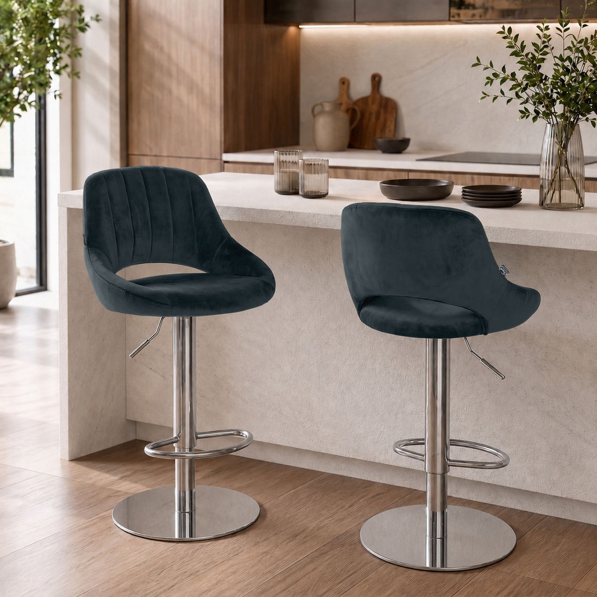 2er Set Barhocker HD Milet C Samt – Ansicht 11