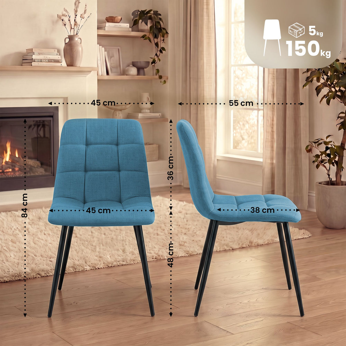 4er Set Esszimmerstuhl Tilde Stoff – Ansicht 16