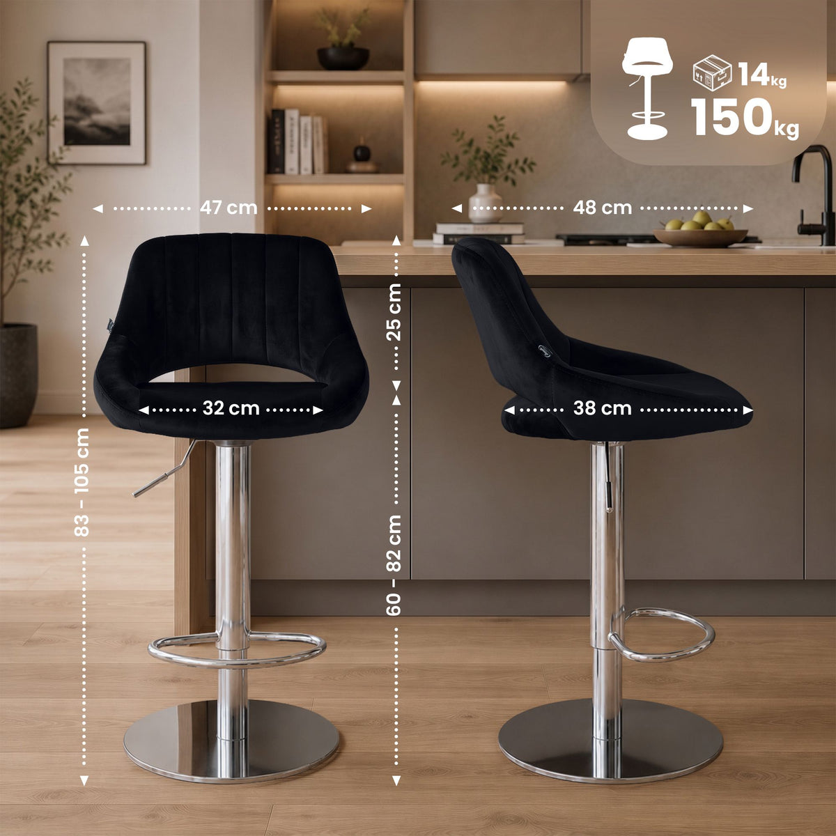 Barhocker HD Milet C Samt – Ansicht 2