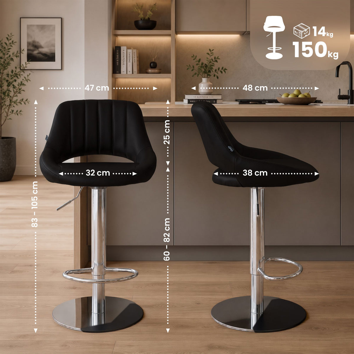 2er Set Barhocker HD Milet C Kunstleder – Ansicht 9