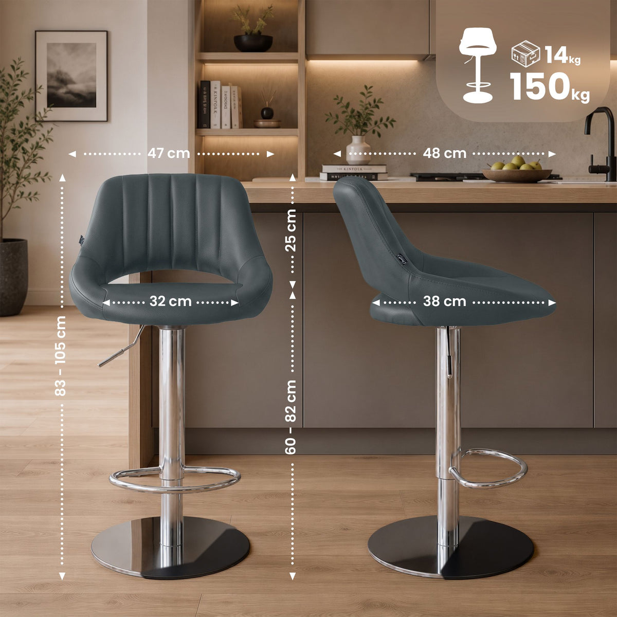 2er Set Barhocker HD Milet C Kunstleder – Ansicht 16