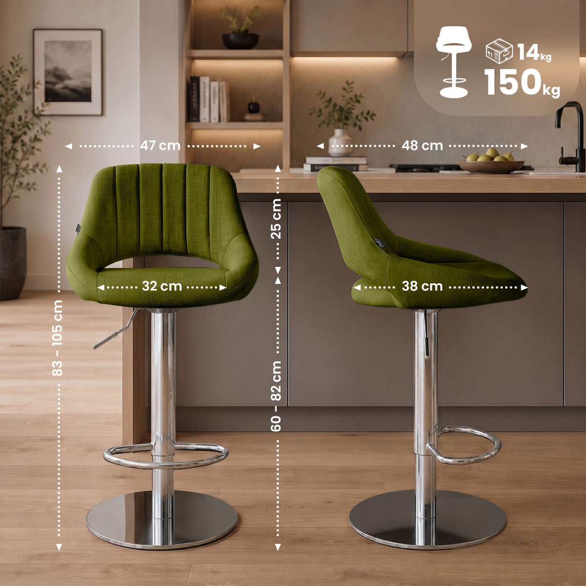 2er Set Barhocker HD Milet C Stoff – Ansicht 16