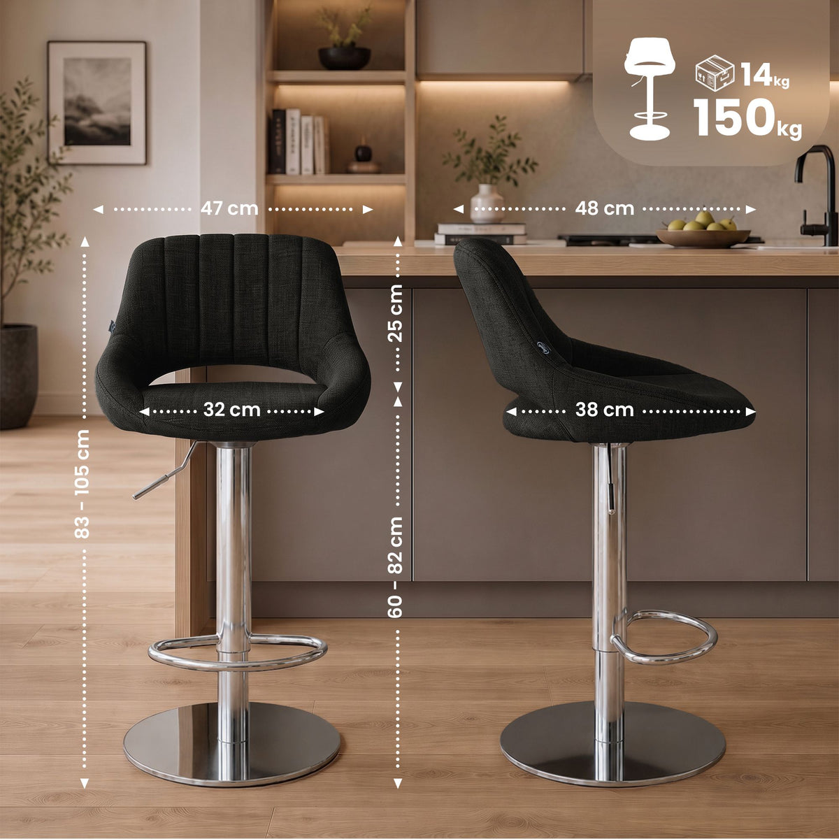 2er Set Barhocker HD Milet C Stoff – Ansicht 2