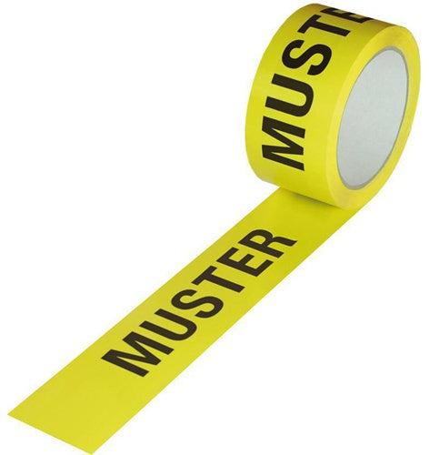 Kennzeichnungsband Breite 50mm Länge 66m S52µ PP gelb Aufdruck Muster TRANSPAK - VPE: 6