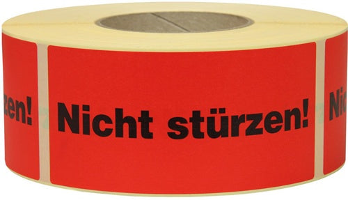 Warnetiketten Maße 145x70mm Papier rot Nicht stürzen TRANSPAK