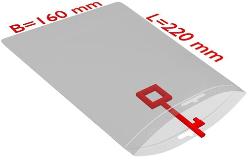 Druckverschlussbeutel mEurolochung Maße 160x220mm S50µ PE transparent TRANSPAK - VPE: 1000