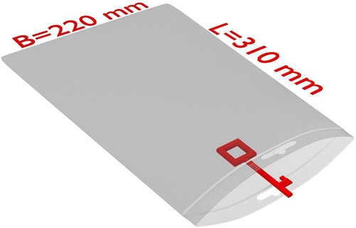 Druckverschlussbeutel mEurolochung Maße 220x310mm S50µ PE transparent TRANSPAK - VPE: 1000