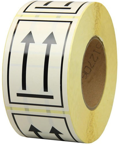 Warnetiketten Maße 75x105mm Papier weiß mit Symbol Oben TRANSPAK