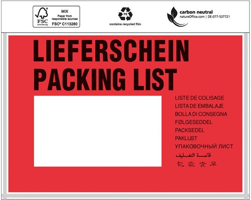 Dokumententaschen Standard Maße 175x118mm C6 mDruck Lieferschein TRANSPAK - VPE: 1000