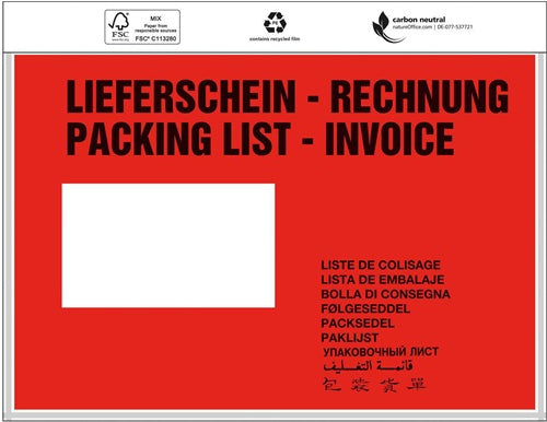 Dokumententaschen Standard Maße 240x160mm C5 mDruck Liefersch/Rechg TRANSPAK - VPE: 1000