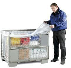 Seitenfaltensack Maße (B+SFxL) 1300+950x2400mm S50µ LPDE transp fGitterbox - VPE: 50
