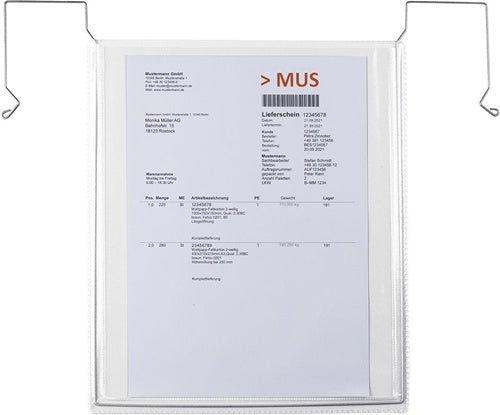 Drahtbügeltasche Maße 330x247mm A4 S180µ hoch oKlappe PVC-Weichfolie TRANSPAK - VPE: 200