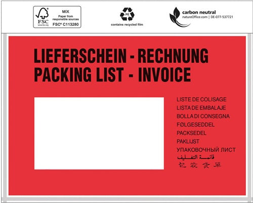 Dokumententaschen Standard Maße 175x118mm C6 mDruck Liefersch/Rechg TRANSPAK - VPE: 1000