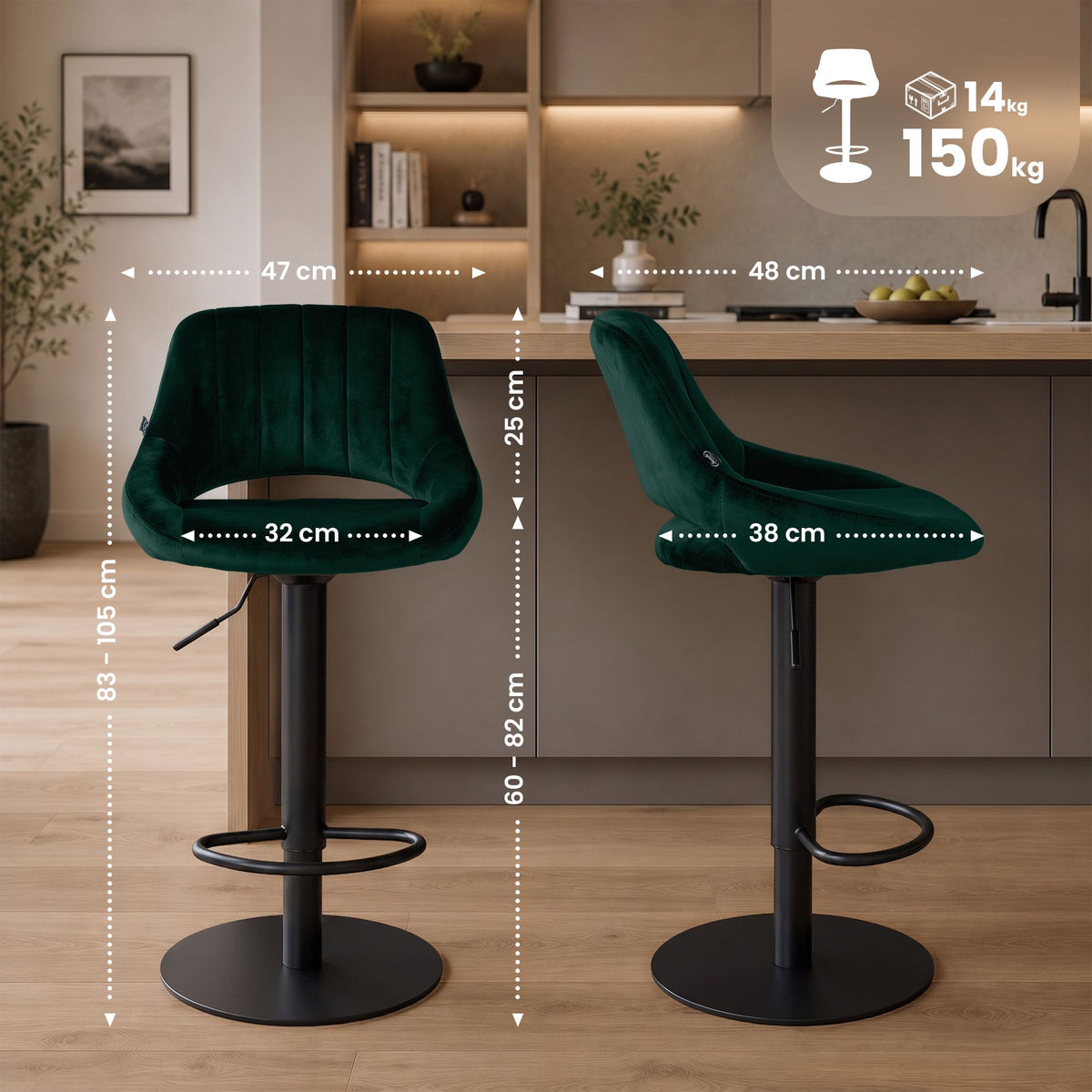 Barhocker HD Milet B Samt – Ansicht 16