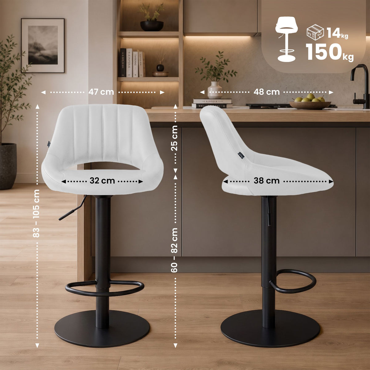 Barhocker HD Milet B Kunstleder – Ansicht 2