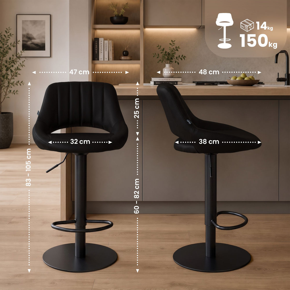 2er Set Barhocker HD Milet B Kunstleder – Ansicht 9