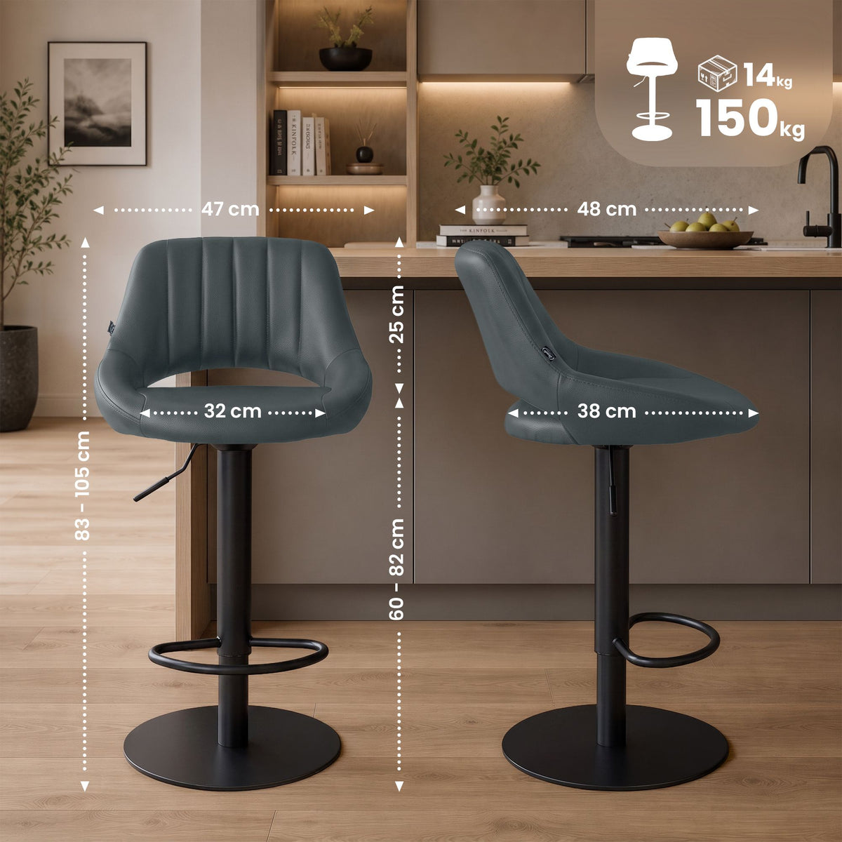 2er Set Barhocker HD Milet B Kunstleder – Ansicht 16