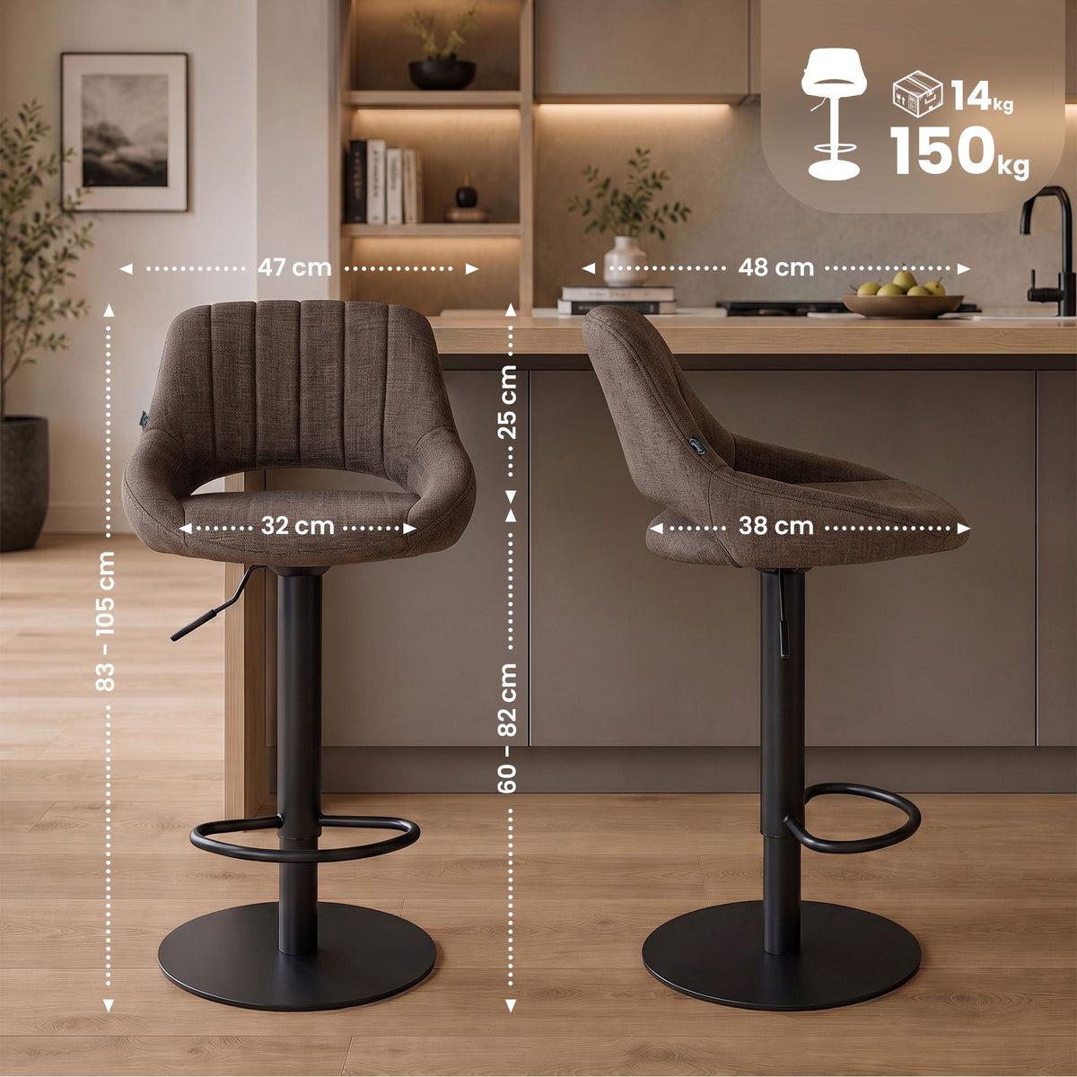 Barhocker HD Milet B Stoff – Ansicht 2