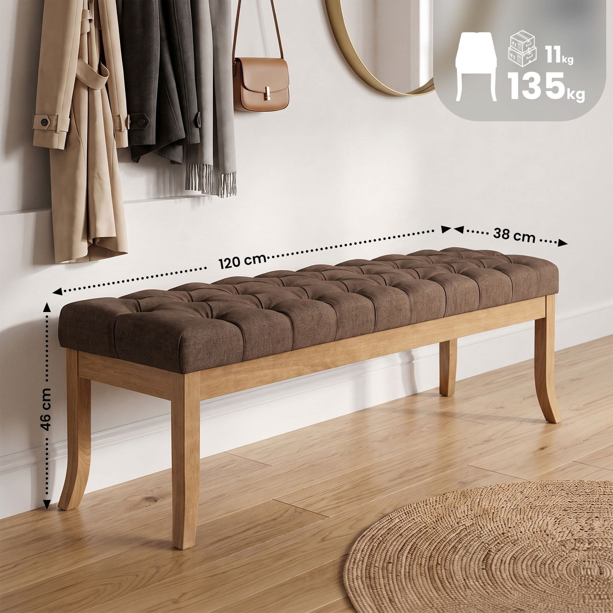 Sitzbank Ramses Stoff antik-hell 120 – Ansicht 2