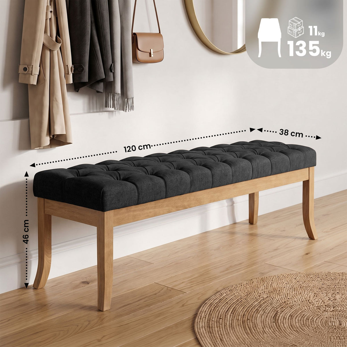 Sitzbank Ramses Stoff antik-hell 120 – Ansicht 9