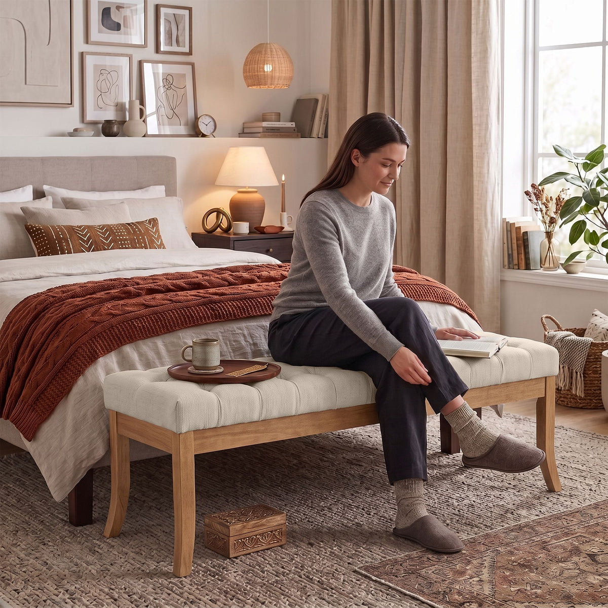 Sitzbank Ramses Stoff antik-hell 150 – Ansicht 10