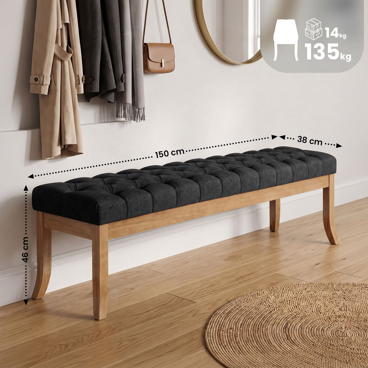 Sitzbank Ramses Stoff antik-hell 150 – Ansicht 16