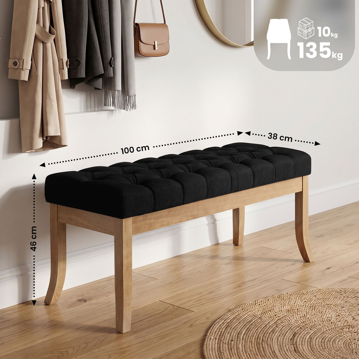 Sitzbank Ramses Stoff antik-hell 100 cm – Ansicht 20