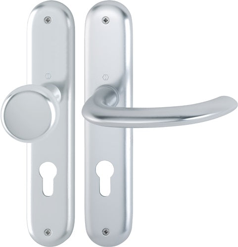 Langschildgarnitur Marseille 53/273P/1138 Aluminium F1 PZ 72 mm DIN links / rechts HOPPE