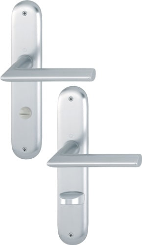 Langschildgarnitur Stockholm 1140/273P Aluminium F1 SK/OL 78 mm DIN links / rechts HOPPE