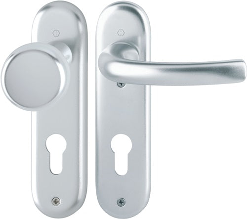 Kurzschildgarnitur Tôkyô 53/273KP/1710 Aluminium F1 PZ abgerundet Wechselgarnitur HOPPE