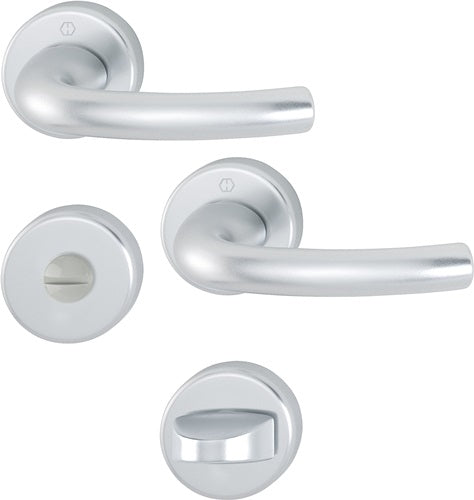 Rosettengarnitur Tôkyô 1710 / 42KV / 42KVS Aluminium F1 rund SK/OL DIN links / rechts D/D HOPPE